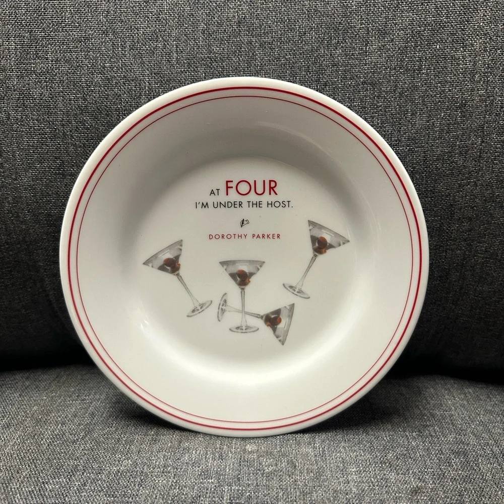 RESTORATION HARDWARE PLATES WITH QUOTES FROM DOROTHY PARKER
